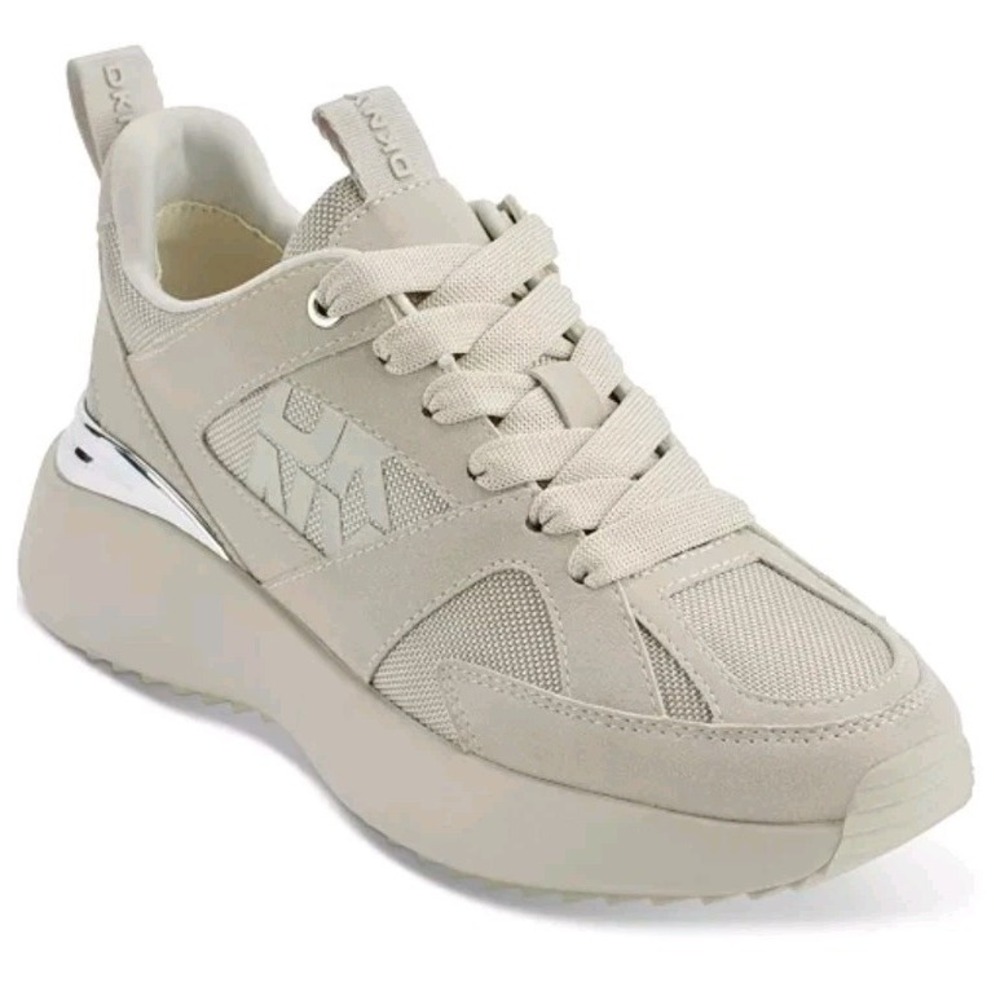 DKNY Women's Soft White Zofi Lace-Up Sneakers‎ US 9.5 Shoes Comfort Fashion